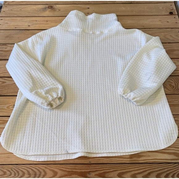 Max Studio Waffle Knit Cowl Neck Top Size 2X Women’s White - Picture 2 of 9